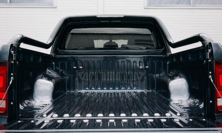 back of new pickup truck used for fleet leasing