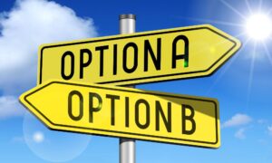 arrows showing two options for commercial vehicle leasing